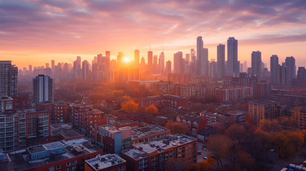 Un atardecer en una ciudad estadounidense